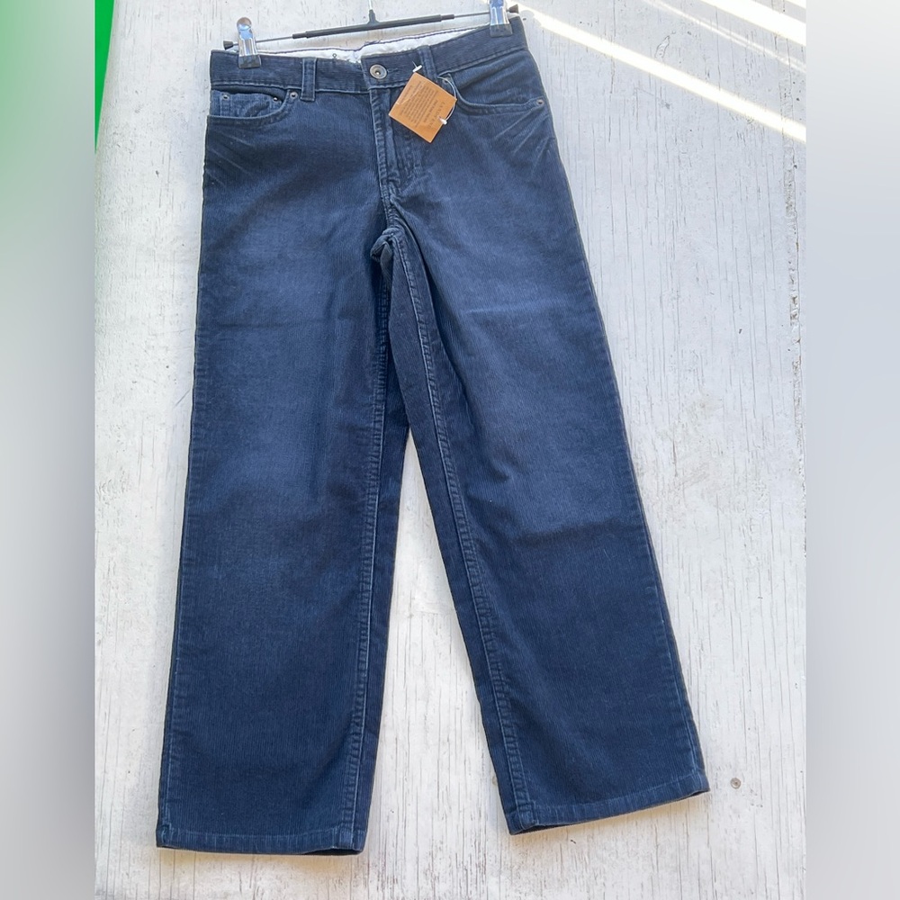 Lands’ End Boys Cotton Corduroy Blue Pants 8 Regular Adjustable Waistband NWT